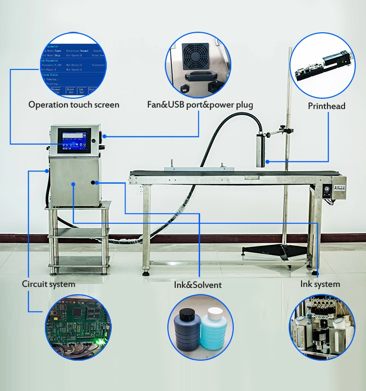 Automatic Continuous Batch Number Coder Date Bottle Inkjet Printer