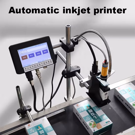 Impressão de marca de codificação industrial Impressora a jato de tinta automática Codificação de data on-line Data de validade contínua Impressora a jato de tinta Tij